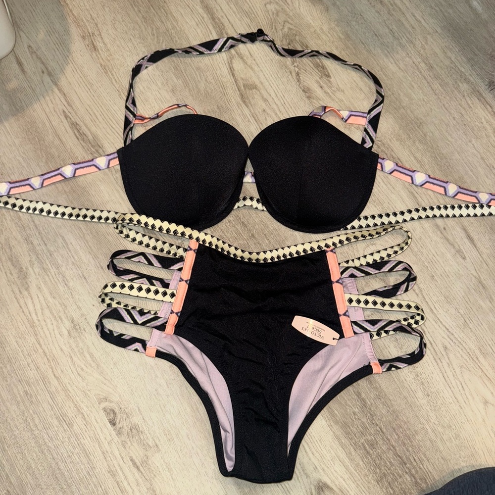 Stylish Black and Pink Women's Bikini Set